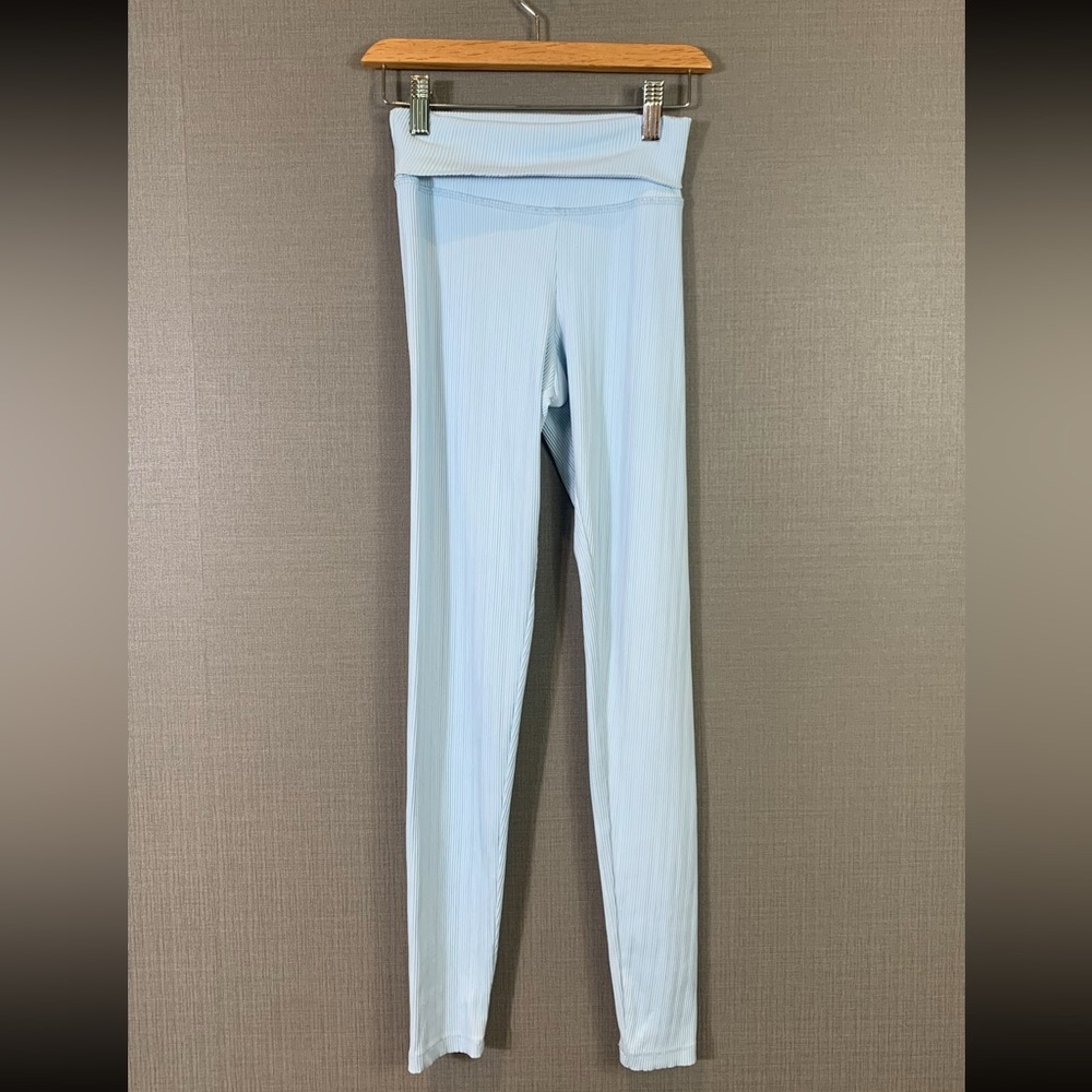 Beach Riot Blue Ribbed Fold Over Leggings - Picture 2 of 8